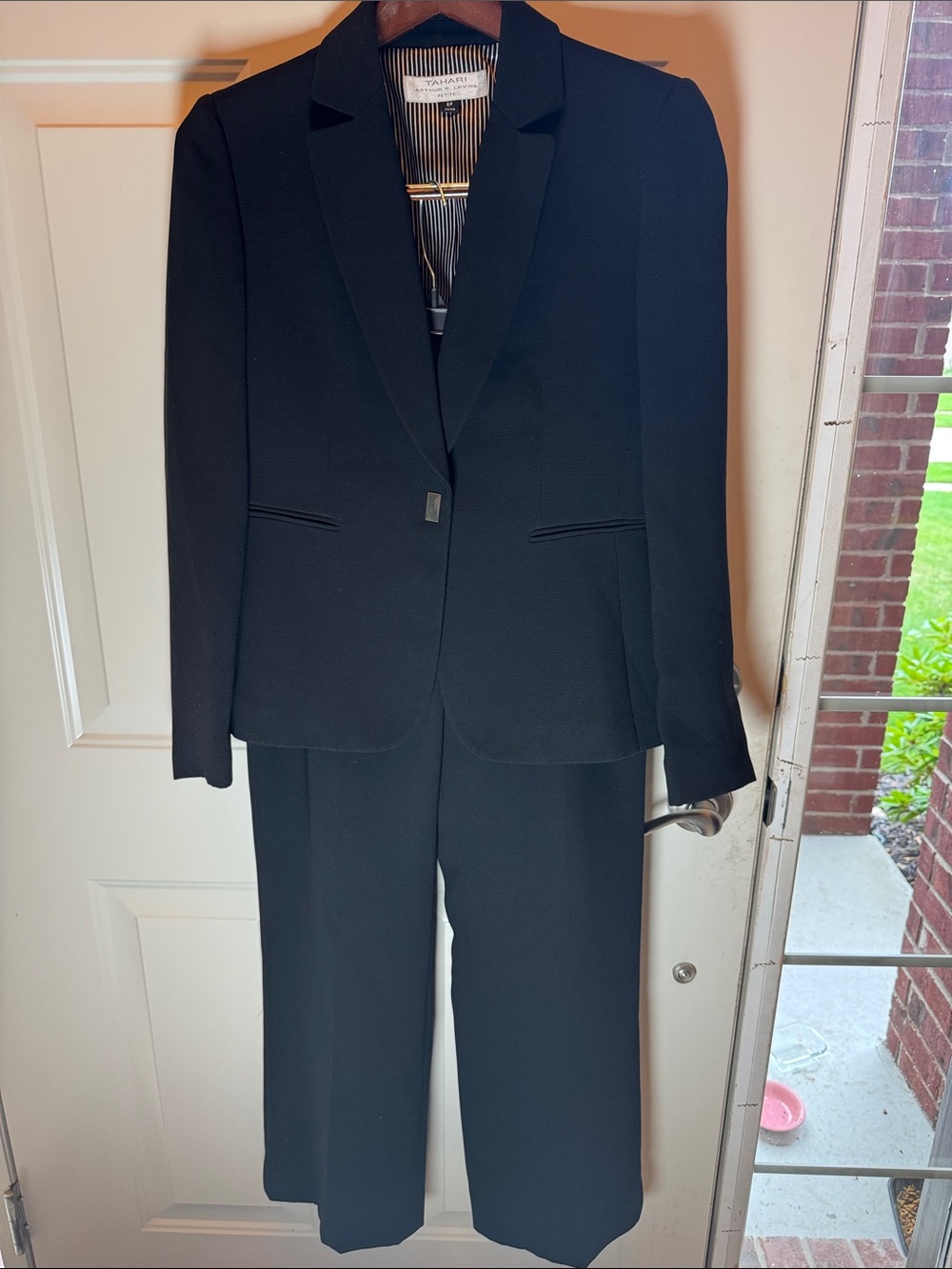 Tahari ASL Black Women's Tailored Blazer and Wide-Leg Pants